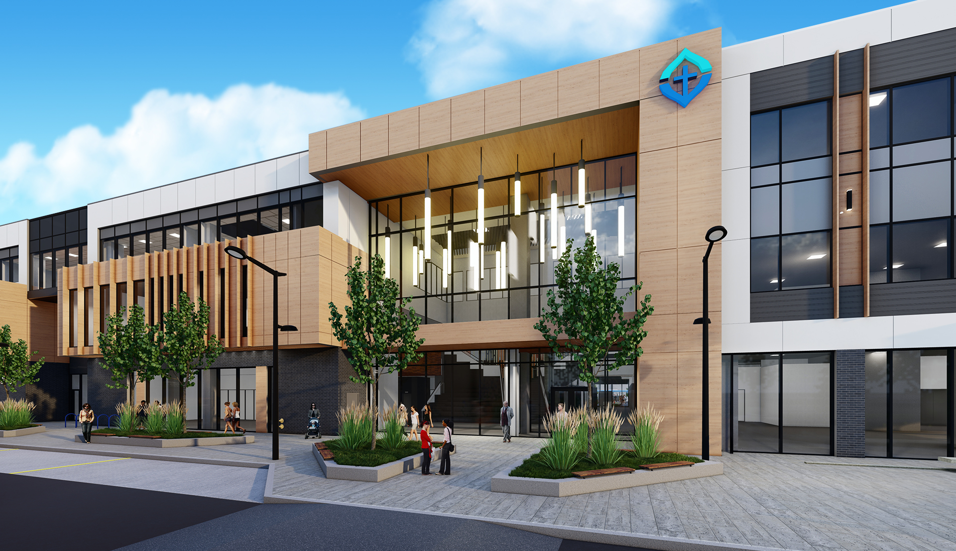 3D rendering of front of building - Covenant Wellness Centre