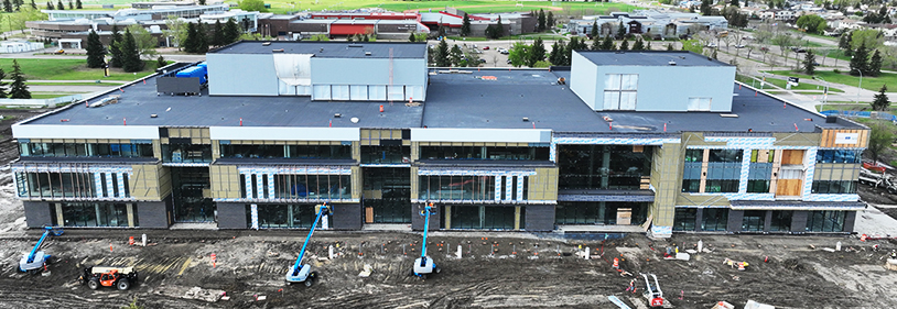Aerial view of construction of Covenant Wellness Centre.